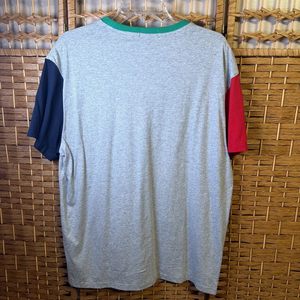 Polo Ralph Lauren Shirt Mens Large Gray Color Block Short Sleeve Pocket Crew
